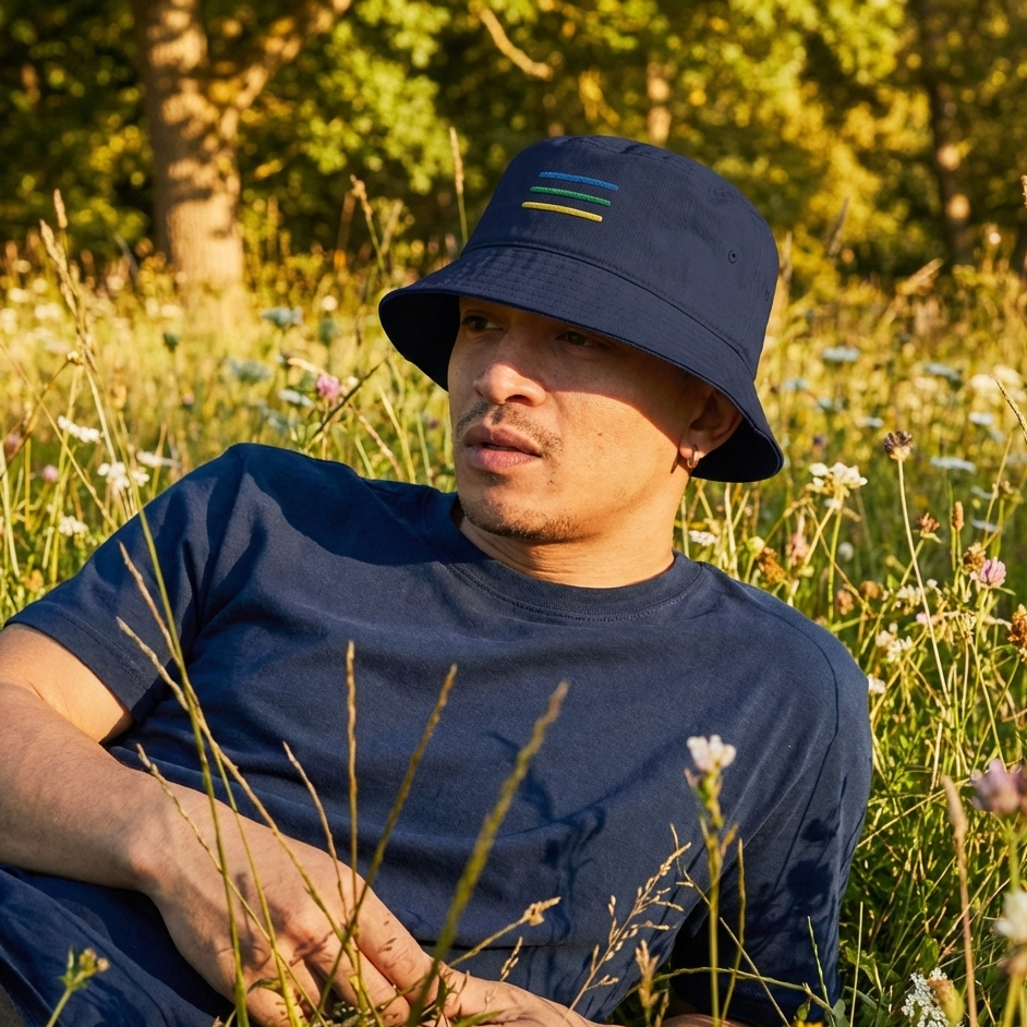Minimalist embroidered cotton bucket hat for everyday wear