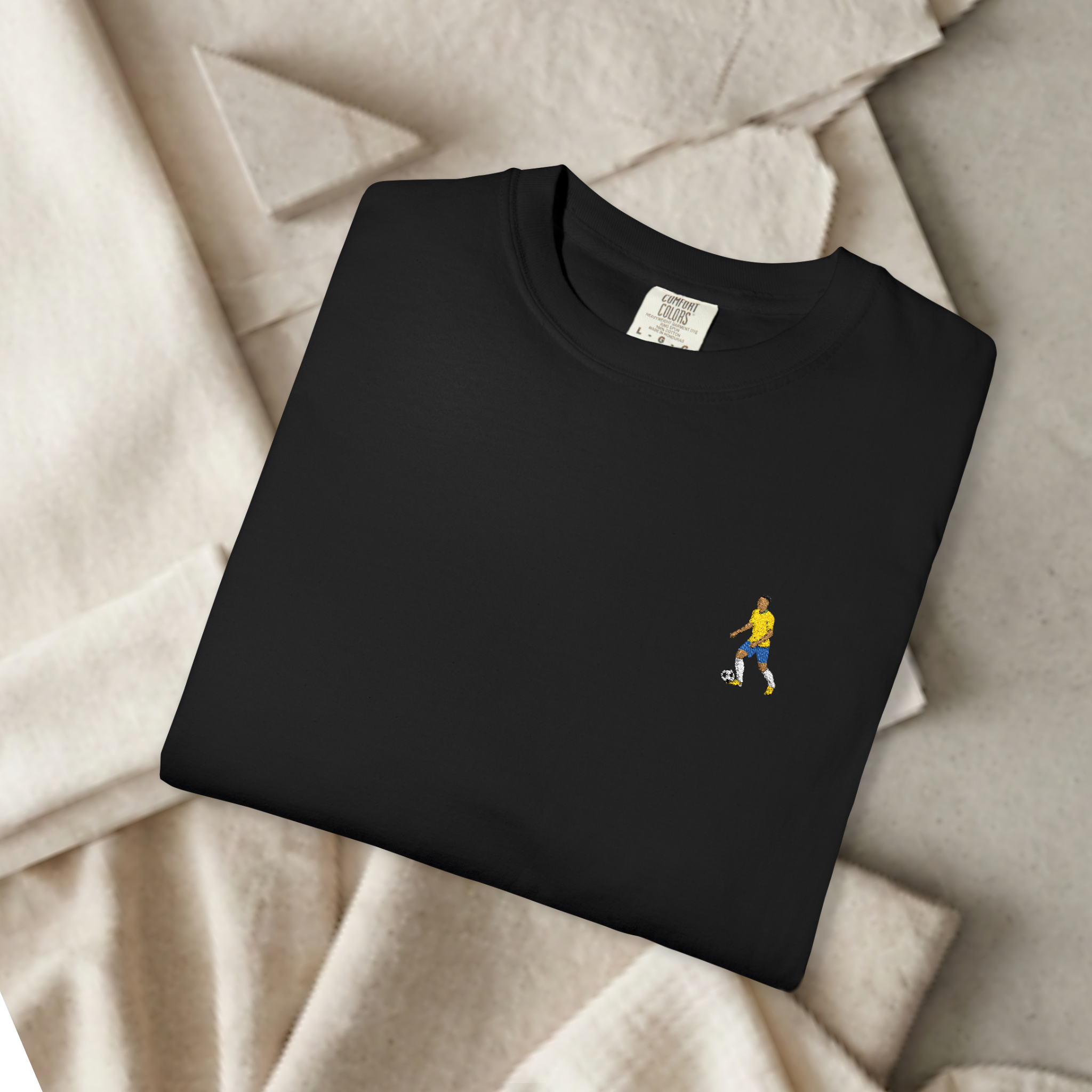  Close-up of soft-washed garment-dyed cotton fabric texture