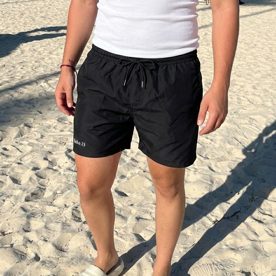 Minimalist tropical swim shorts for everyday summer wear