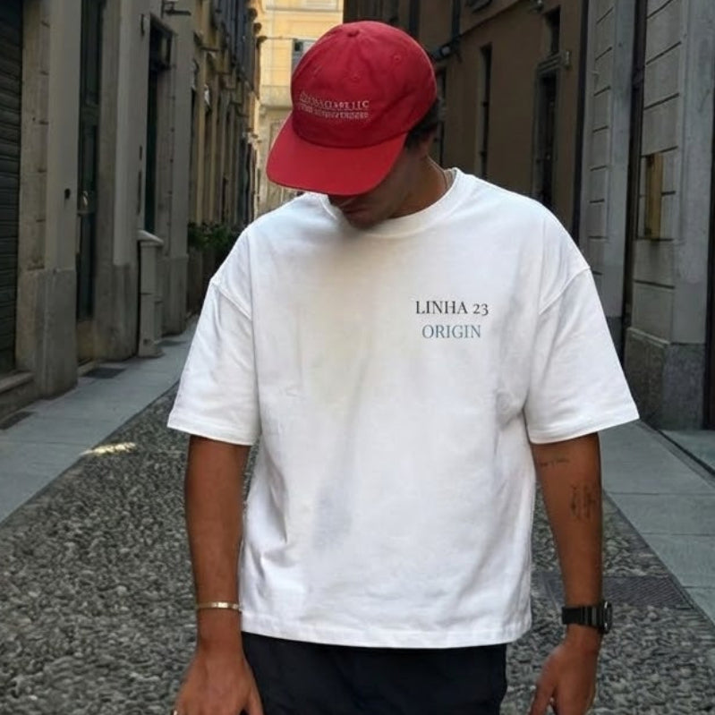 Organic cotton t-shirt with understated “Linha 23 Origin” front text